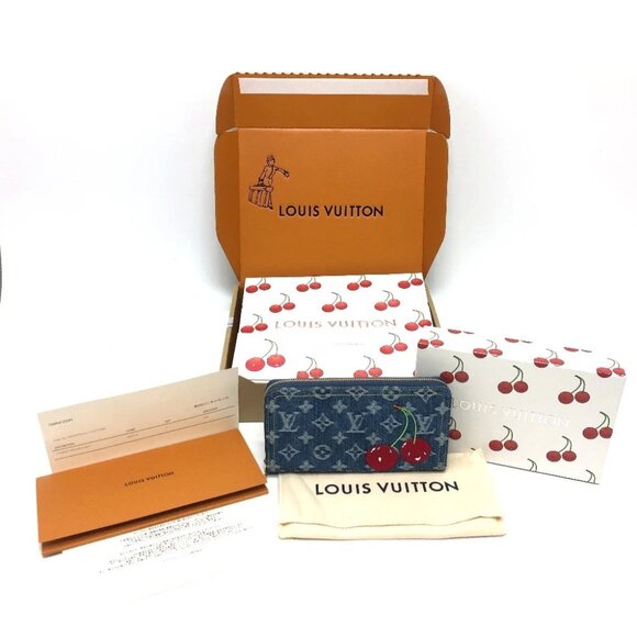 LOUIS VUITTON M23161 Murakami Takashi Monogram Denim Cherry Zippy Wallet - Picture 9 of 10